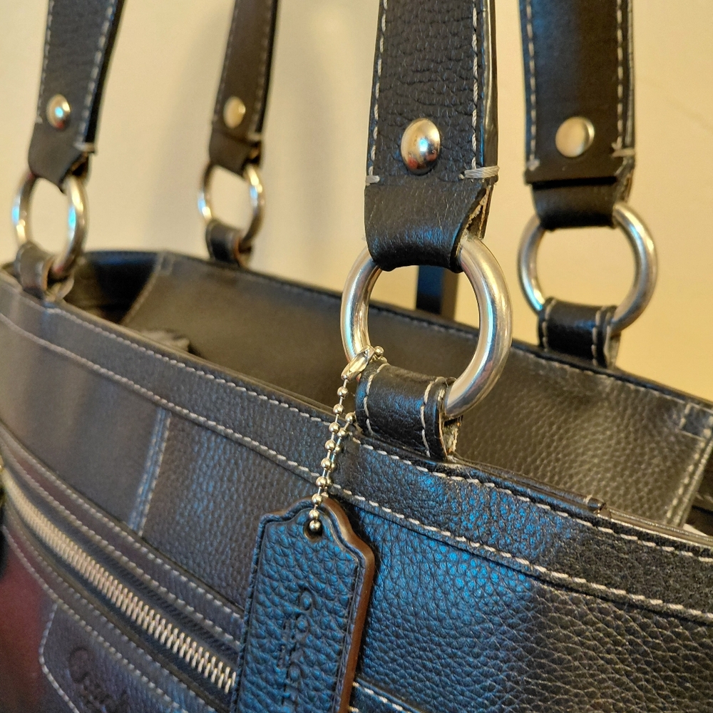 Coach Penelope Black Pebbled Leather Tote - Picture 6 of 12